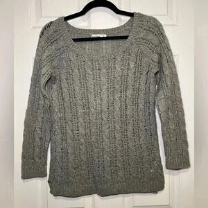 Abercrombie & Fitch Size XL Tatum Cable Knit Sweater Wool Blend Light Grey